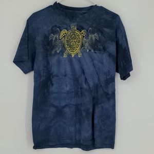 The Mountain Women's Turtle Blue Tie Dye Tee shirt Short Sleeve Size Medium